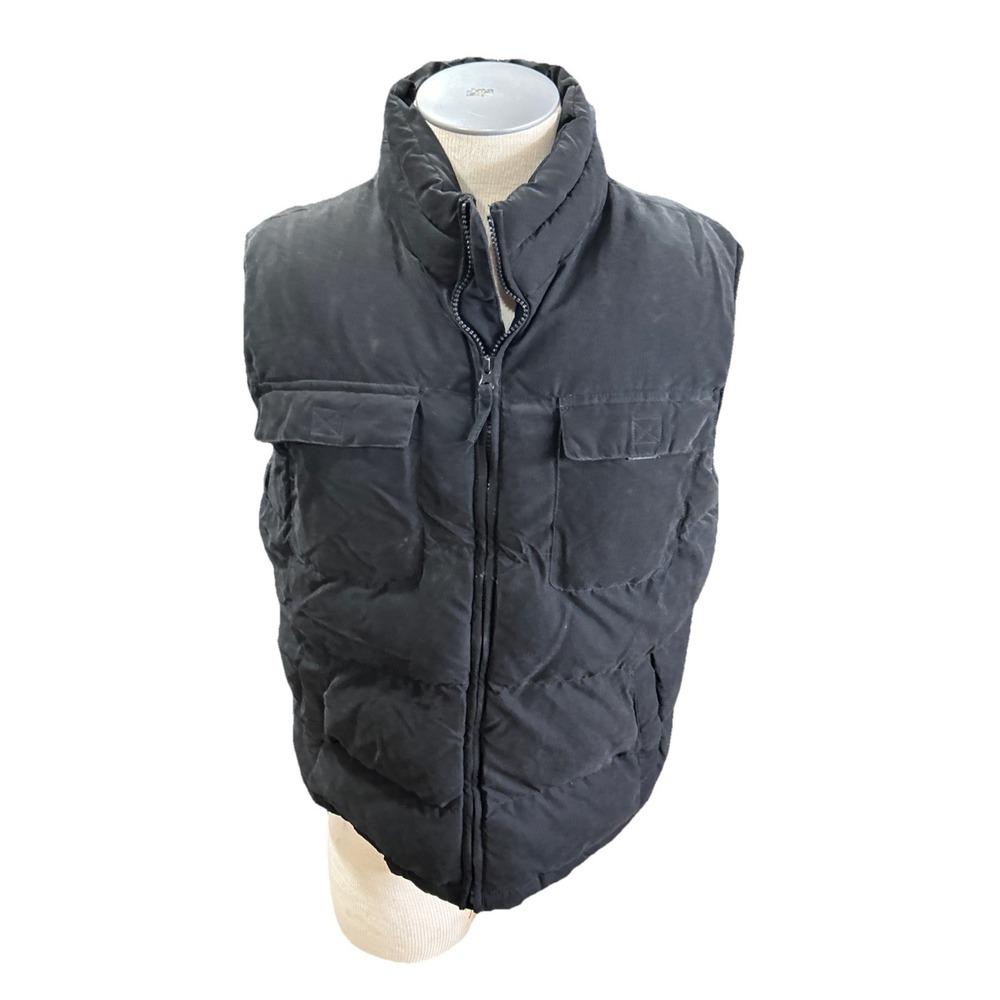 St Johns Bay Puffer Vest Mens Medium Black Winter Microfiber Padded Gilet